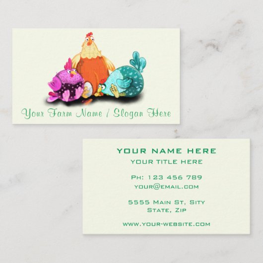 ハッピーチキンズファームおもしろい農家名刺 名刺 (正面/裏面)