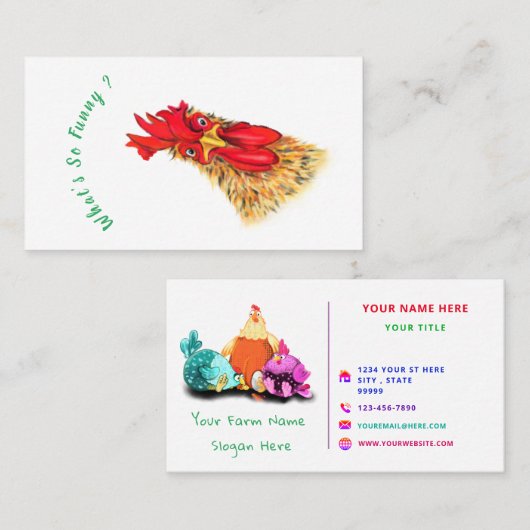 ハッピーチキンズファームおもしろい農家名刺 名刺 (正面/裏面)