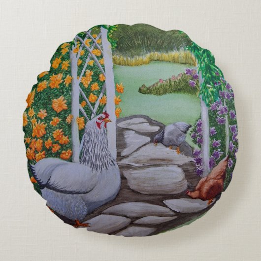 ハッピーチキンズ ラウンドクッション (正面)