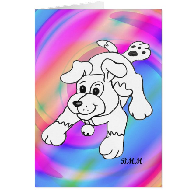 ハッピーチャコールペンシル犬ラインアートスケッチ (正面)