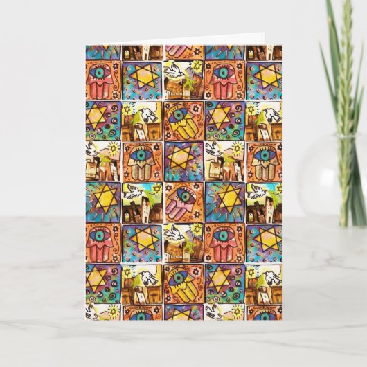 ハッピーチャヌカ – スタリーナイトイスラエルアイボリーカード シーズンカード (正面)