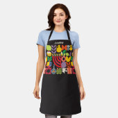 ハッピーチャヌッカヘブライパーソナライズされた(ユダヤ教)メノラー エプロン (着用した状態)