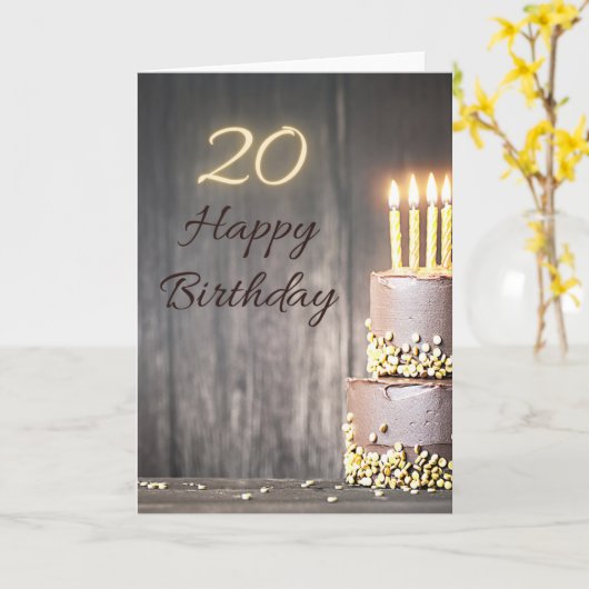 ハッピーチョコレートお誕生日ケーキグリーティングカード カード (黄色い花)