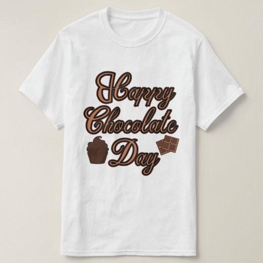ハッピーチョコレートデイタイポグラフィTシャツデザイン Tシャツ (デザイン正面)