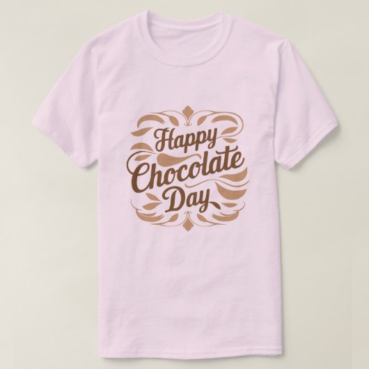 ハッピーチョコレートデイタイポグラフィTシャツデザイン Tシャツ (デザイン正面)