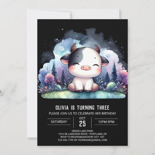 ハッピーチルドレンズカウー誕生日 招待状 (正面)