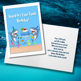 ハッピーティッド誕生日シャークとケーキカード カード