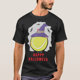 ハッピーテニスハロウィンおもしろい- Tシャツ