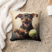 🐕ハッピーテニスピンシャーカップとテニスボール クッション (ブランケット)