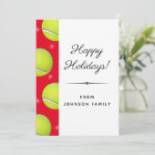 ハッピーテニスホリデーズ 赤いストライプのスノーフレーク スポーツ シーズンカード (スタンド正面)