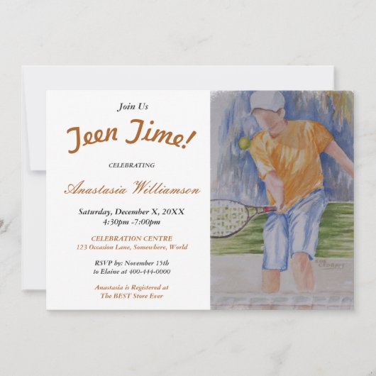 ハッピーテニス10代のタイムパーティの招待状 招待状 (正面)