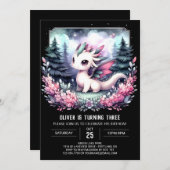 ハッピーテンプレートドラゴン誕生日 招待状 (正面/裏面)