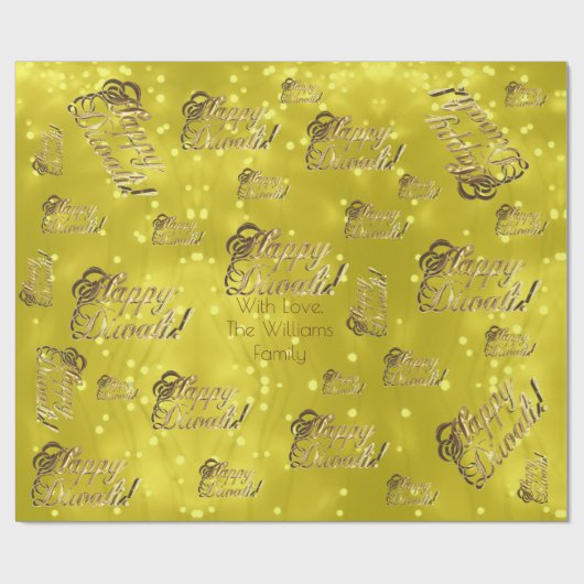 ハッピーディエレガントワフェイクリ金箔スクリプトイエロー ラッピングペーパー (フラット)