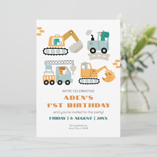 ハッピーディノパーティー1st誕生日 招待状 (スタンド正面)