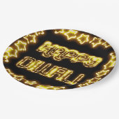 ハッピーディワリイエローゴールデンライトタイポグラフィスターズ ペーパープレート (アングル)