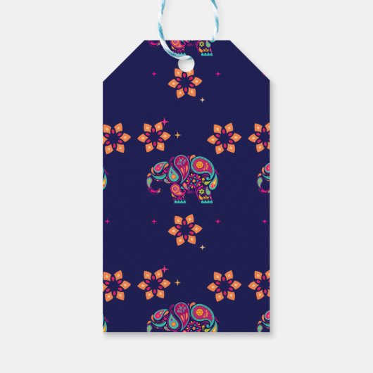 ハッピーディワリインドインディアンゾウ曼荼羅 ギフトタグ (裏面)