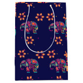 ハッピーディワリインドインディアンゾウ曼荼羅 ミディアムペーパーバッグ (正面)