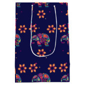 ハッピーディワリインドインディアンゾウ曼荼羅 ミディアムペーパーバッグ (裏面)