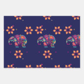 ハッピーディワリインドインディアンゾウ曼荼羅 ラッピングペーパーシート (正面)