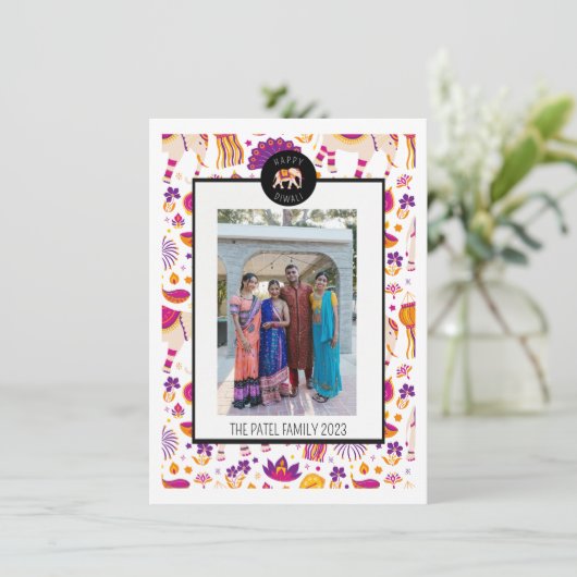 ハッピーディワリエレファントホリディフォトカード シーズンカード (スタンド正面)