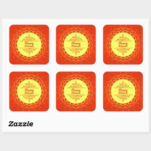 ハッピーディワリオレンジクリームマンダラモダン スクエアシール (シート)