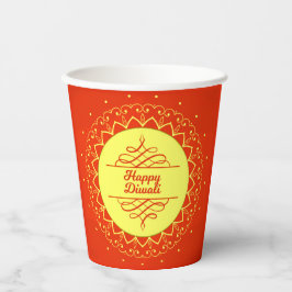 ハッピーディワリオレンジクリームマンダラモダン 紙コップ