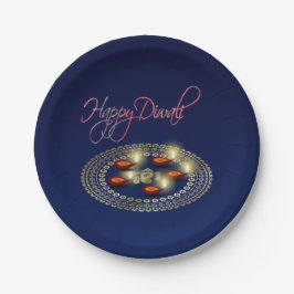 ハッピーディワリガネシャランゴリ紙プレート ペーパープレート