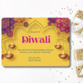 ハッピーディワリグリーティングイエローパープルフローラ シーズンカード