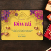 ハッピーディワリグリーティングイエローパープルフローラ シーズンカード