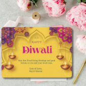 ハッピーディワリグリーティングイエローパープルフローラ シーズンカード