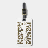 ハッピーディワリグリーティングキュートハートタイポグラフィ ラゲッジタグ (正面縦)
