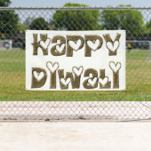 ハッピーディワリグリーティングキュートハートタイポグラフィ 横断幕 (インサイチュ)