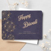 ハッピーディワリグリーティングパープル金ゴールドマンダラ シーズンカード