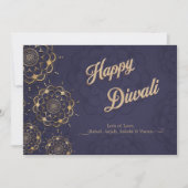 ハッピーディワリグリーティングパープル金ゴールドマンダラ シーズンカード (正面)