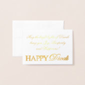 ハッピーディワリゴールドフォイルエレガントタイポグラフィ 箔カード (封筒付き正面)