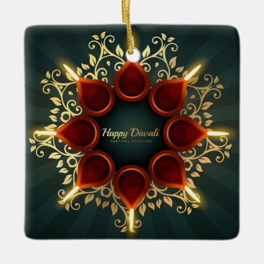 ハッピーディワリセラミックオーナメント セラミックオーナメント (正面)