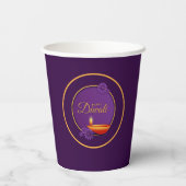 ハッピーディワリディヤキャンドルパープル金ゴールド 紙コップ (裏面)