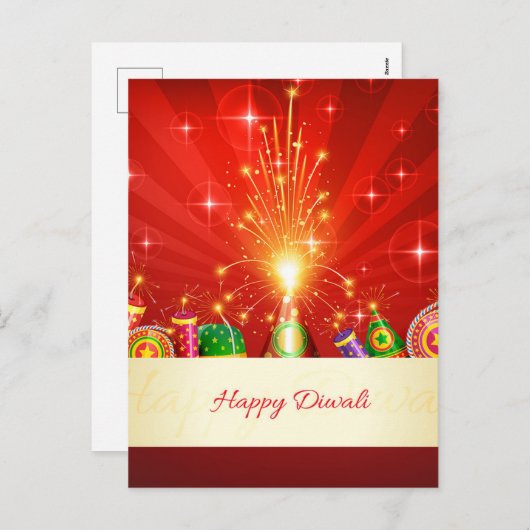 ハッピーディワリディヤファイアワークフェスティバルの光 シーズンポストカード (正面/裏面)