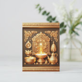 ハッピーディワリディヤフェスティバルオブライトフローラ金ゴールド シーズンポストカード (スタンド正面)