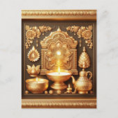 ハッピーディワリディヤフェスティバルオブライトフローラ金ゴールド シーズンポストカード (正面)
