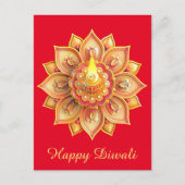 ハッピーディワリディヤフェスティバルオブライト金ゴールドレッド シーズンポストカード (正面)