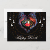 ハッピーディワリディヤマンダラフェスティバルオブライトブラック シーズンポストカード (正面/裏面)