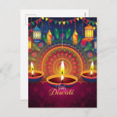ハッピーディワリディヤマンダラフェスティバルオブライト シーズンポストカード (正面/裏面)