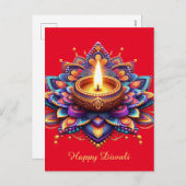 ハッピーディワリディヤランゴリフェスティバルオブライトレッド シーズンポストカード (正面/裏面)