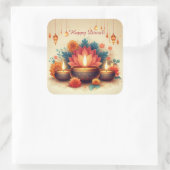 ハッピーディワリディヤロータスフェスティバルオブライトフローラ スクエアシール (バッグ)