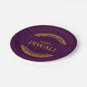ハッピーディワリパープルエレガント金ゴールド7" ペーパープレート (アングル)