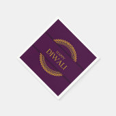 ハッピーディワリパープルエレガント金ゴールド スタンダードカクテルナプキン (角)