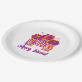 ハッピーディワリパープルピンクイエローランタンカスタム ペーパープレート (アングル)