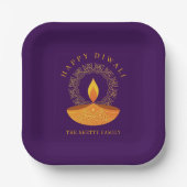 ハッピーディワリヒンズーフェスティバルオブライツお祝い ペーパープレート (正面)