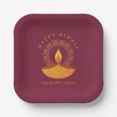 ハッピーディワリヒンズーフェスティバルオブライツお祝い ペーパープレート (正面)